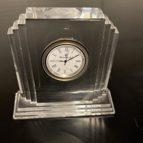 WATERFORD CRYSTAL Metropolitan 4 X 4 Inch Desk Clock Signed Clock Face Working - Picture 2 of 5
